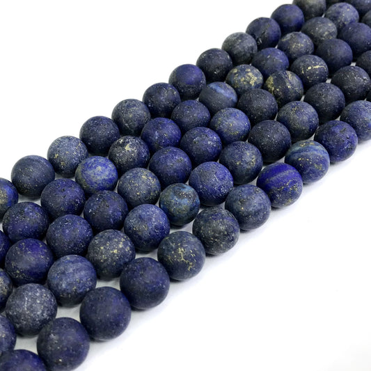 CNL05 Lapis Lazuli Gemstone Beads Matte Round 12mm 15" Strand