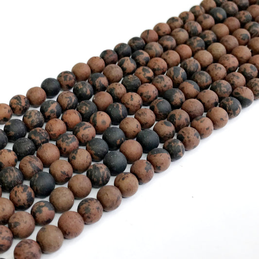 COB08 Mahogany Obsidian Beads Matte Round 4mm 15" Strand