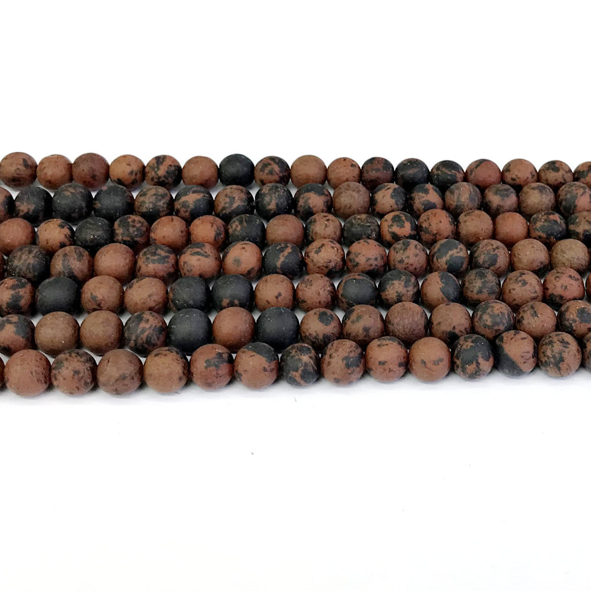 COB08 Mahogany Obsidian Beads Matte Round 4mm 15" Strand