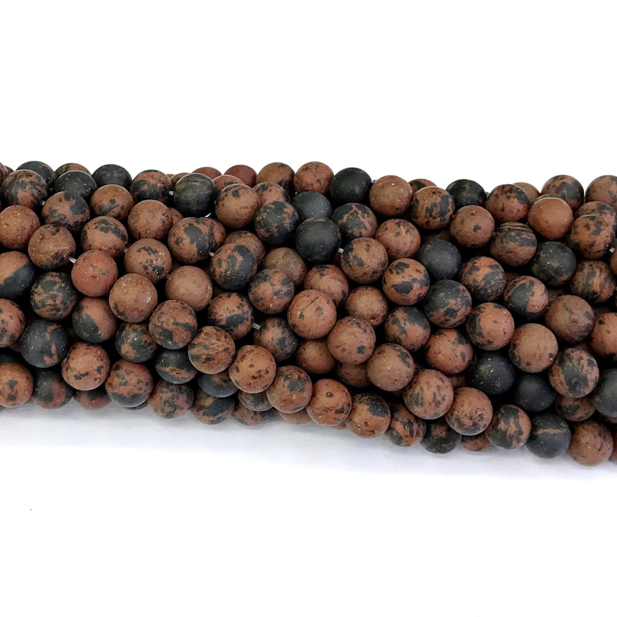 COB08 Mahogany Obsidian Beads Matte Round 4mm 15" Strand