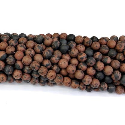 COB08 Mahogany Obsidian Beads Matte Round 4mm 15" Strand