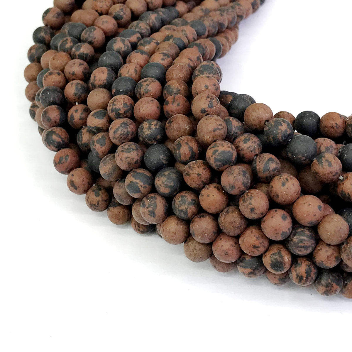 COB08 Mahogany Obsidian Beads Matte Round 4mm 15" Strand