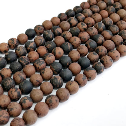 COB09 Mahogany Obsidian Beads Matte Round 6mm 15" Strand