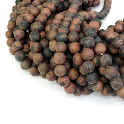 COB10 Mahogany Obsidian Beads Matte Round 8mm 15" Strand