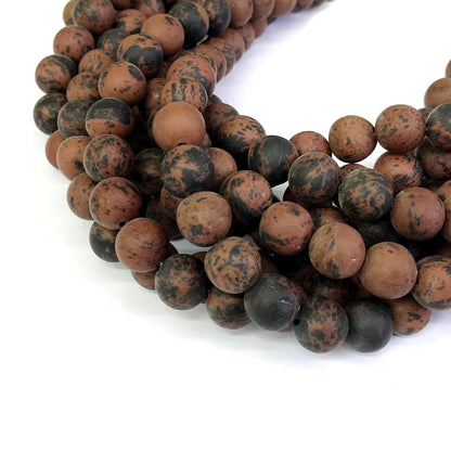 COB11 Mahogany Obsidian Beads Matte Round 10mm 15" Strand