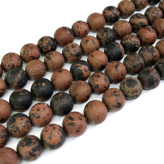 COB12 Mahogany Obsidian Beads Matte Round 12mm 15" Strand