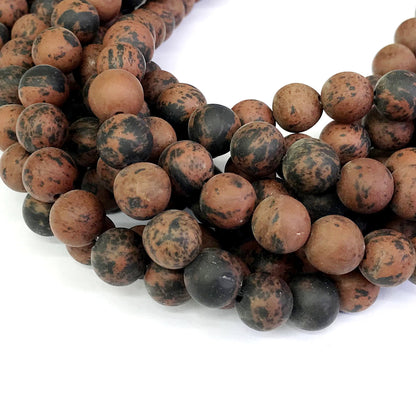 COB12 Mahogany Obsidian Beads Matte Round 12mm 15" Strand