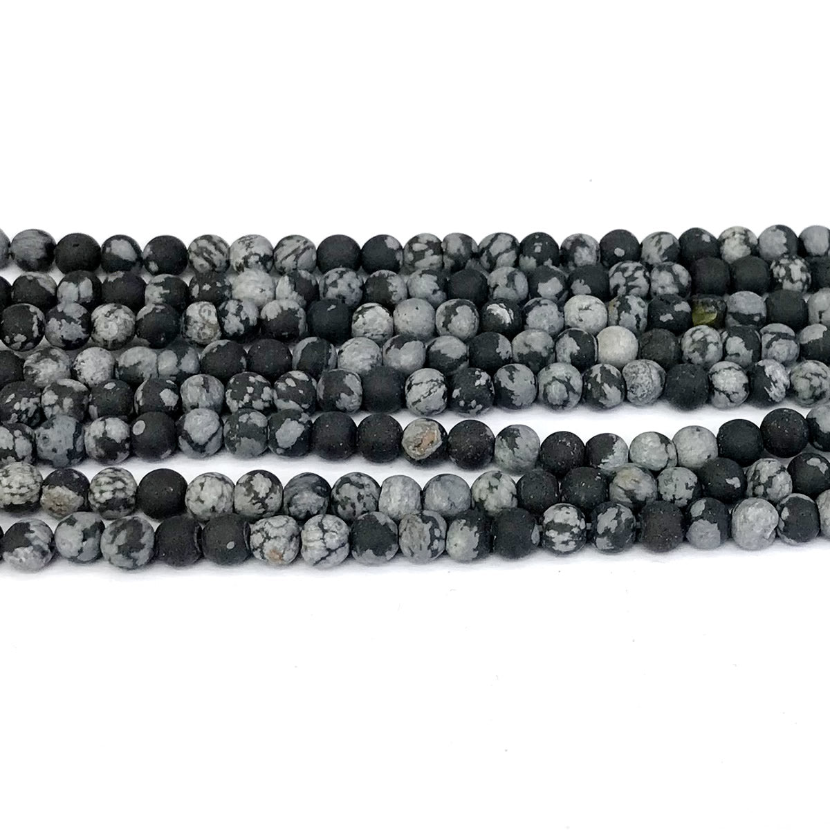 COB16 Snowflake Obsidian Beads Matte Round 4mm 15" Strand