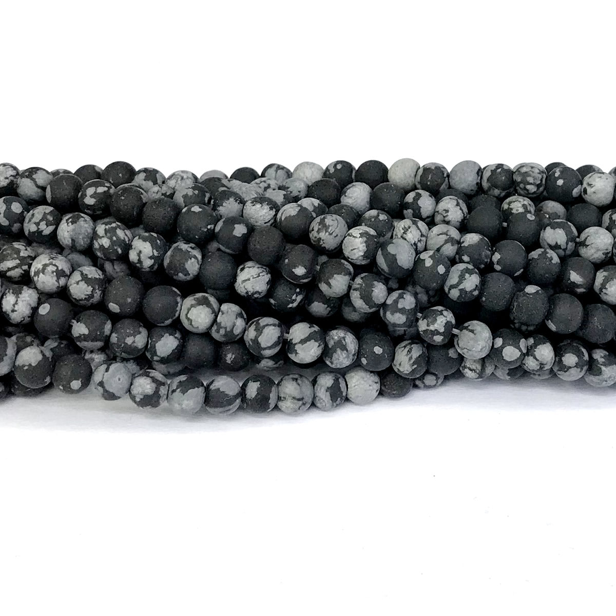 COB16 Snowflake Obsidian Beads Matte Round 4mm 15" Strand