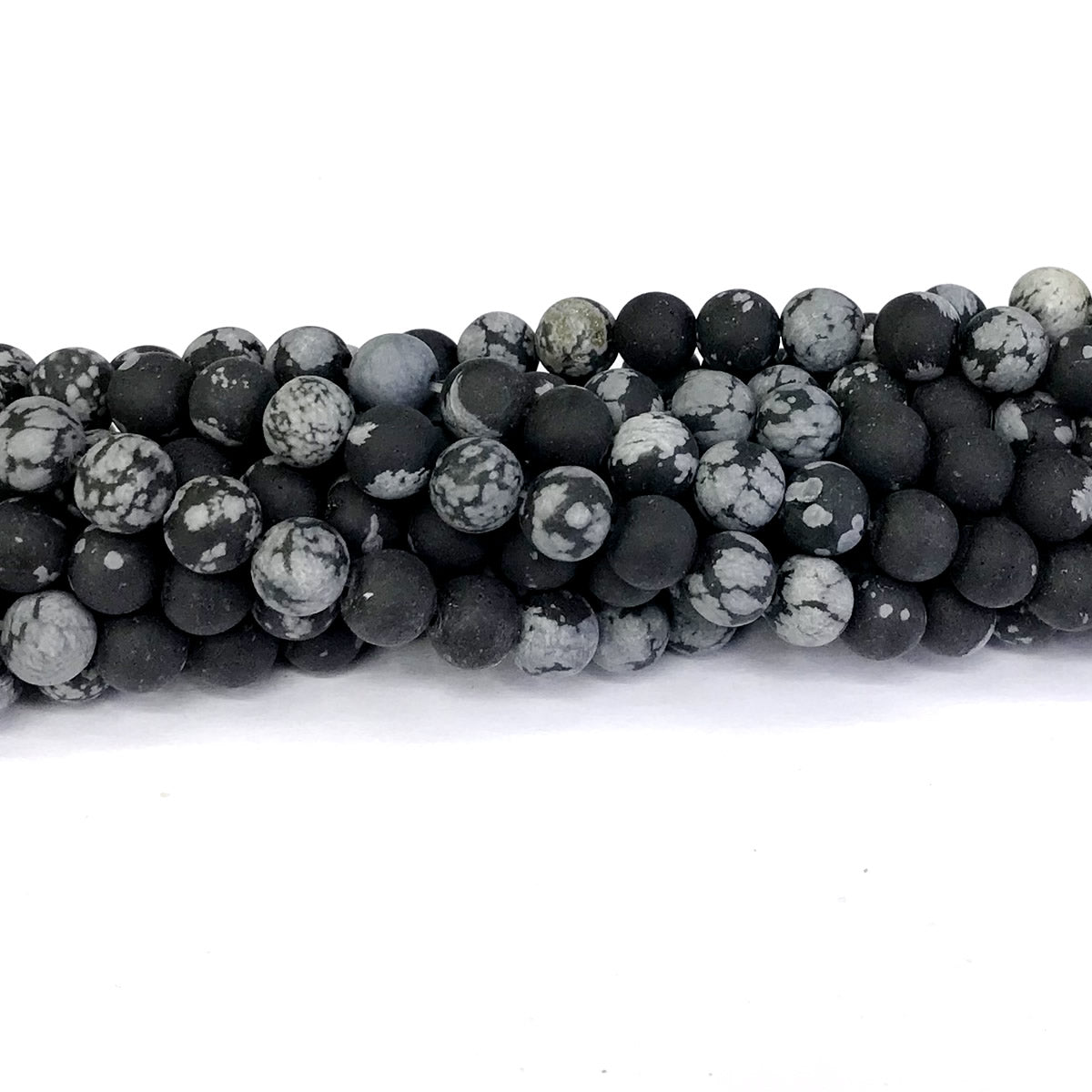 COB17 Snowflake Obsidian Beads Matte Round 6mm 15" Strand