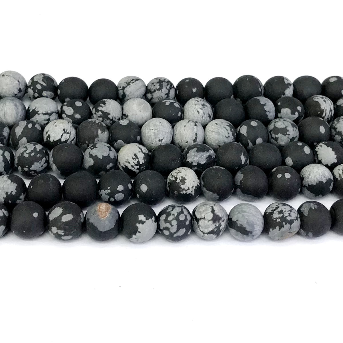 COB19 Snowflake Obsidian Beads Matte Round 10mm 15" Strand