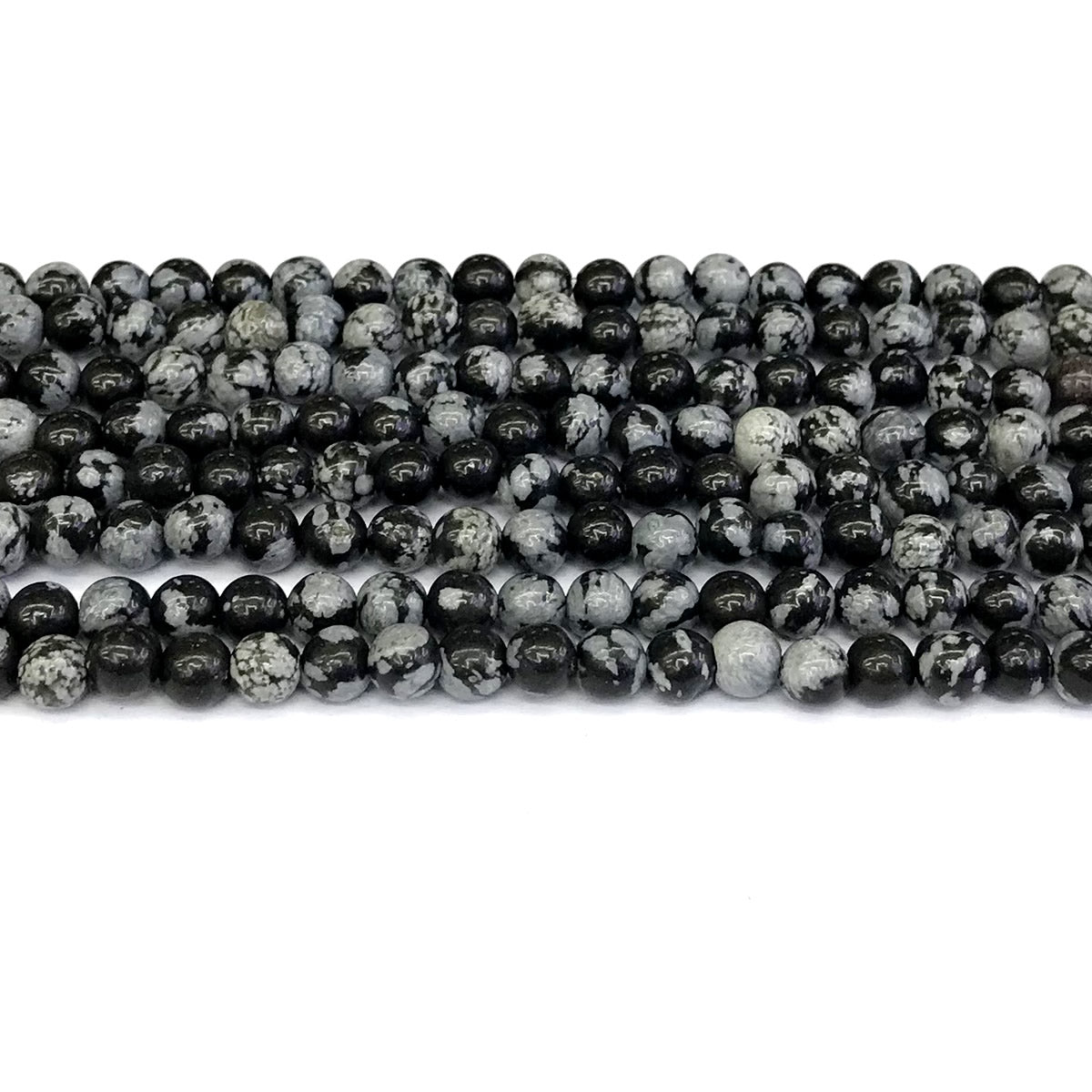 COB24 Snowflake Obsidian Beads Smooth Round 4mm 15" Strand