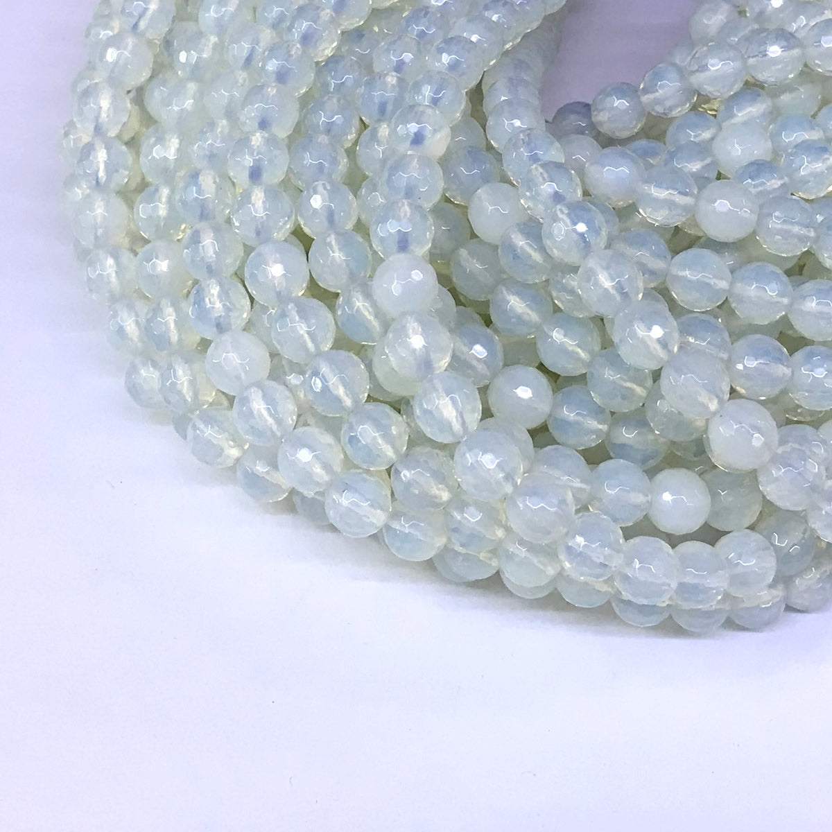 COP03 Opalite Beads Faceted Round 8mm 15" Strand