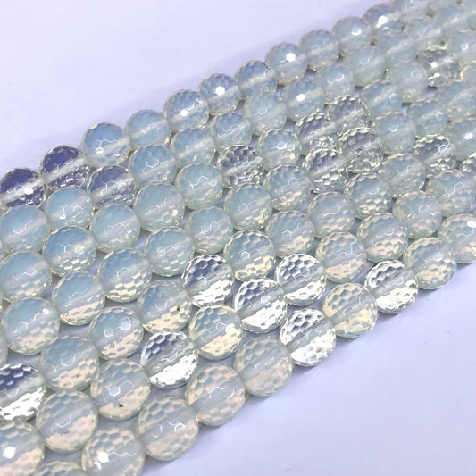 COP04 Opalite Beads Faceted Round 10mm 15" Strand