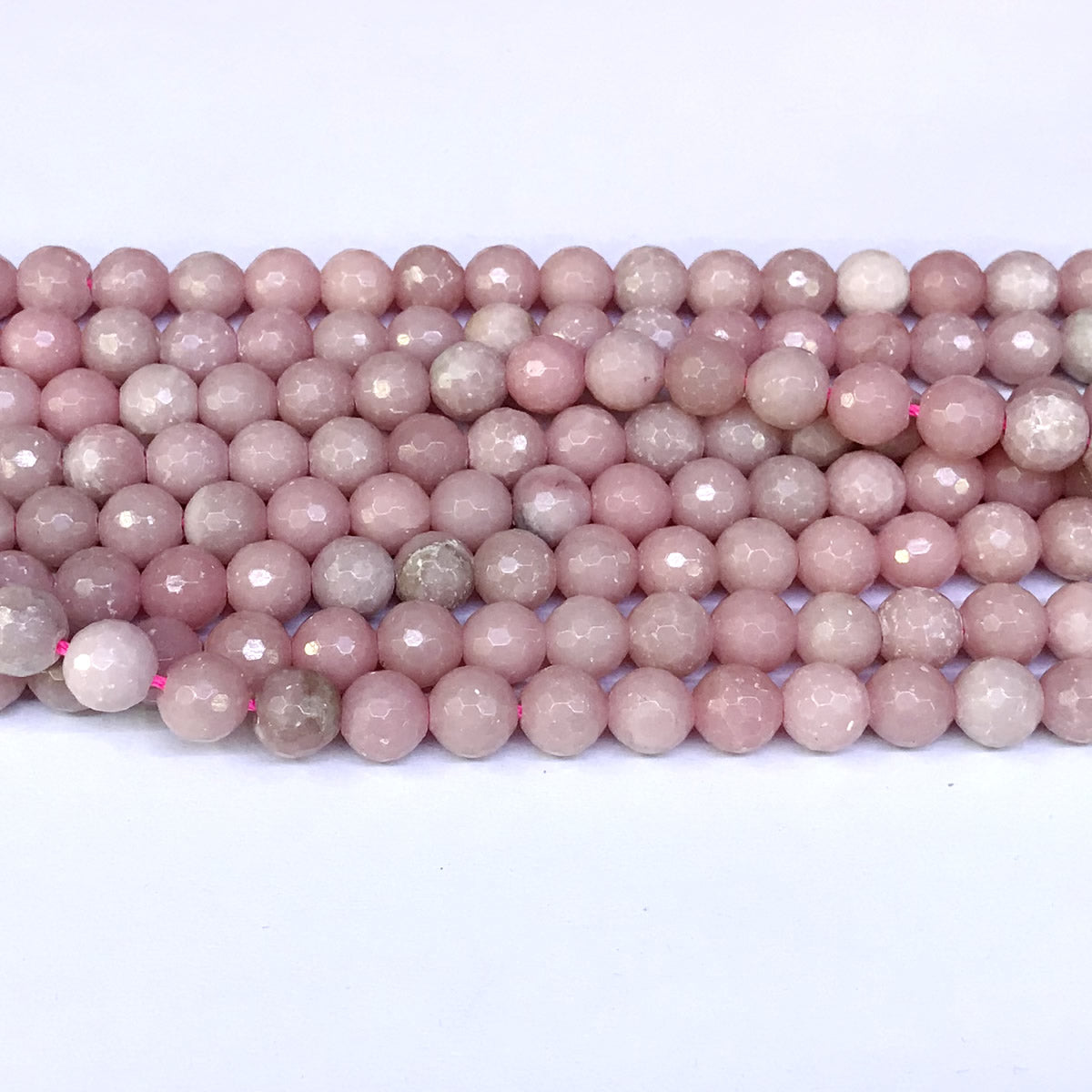 COP08 Chinese Pink Opal Beads Faceted Round 8mm 15" Strand