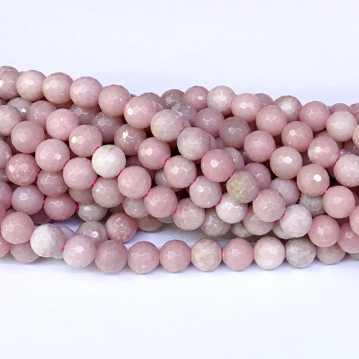 COP08 Chinese Pink Opal Beads Faceted Round 8mm 15" Strand