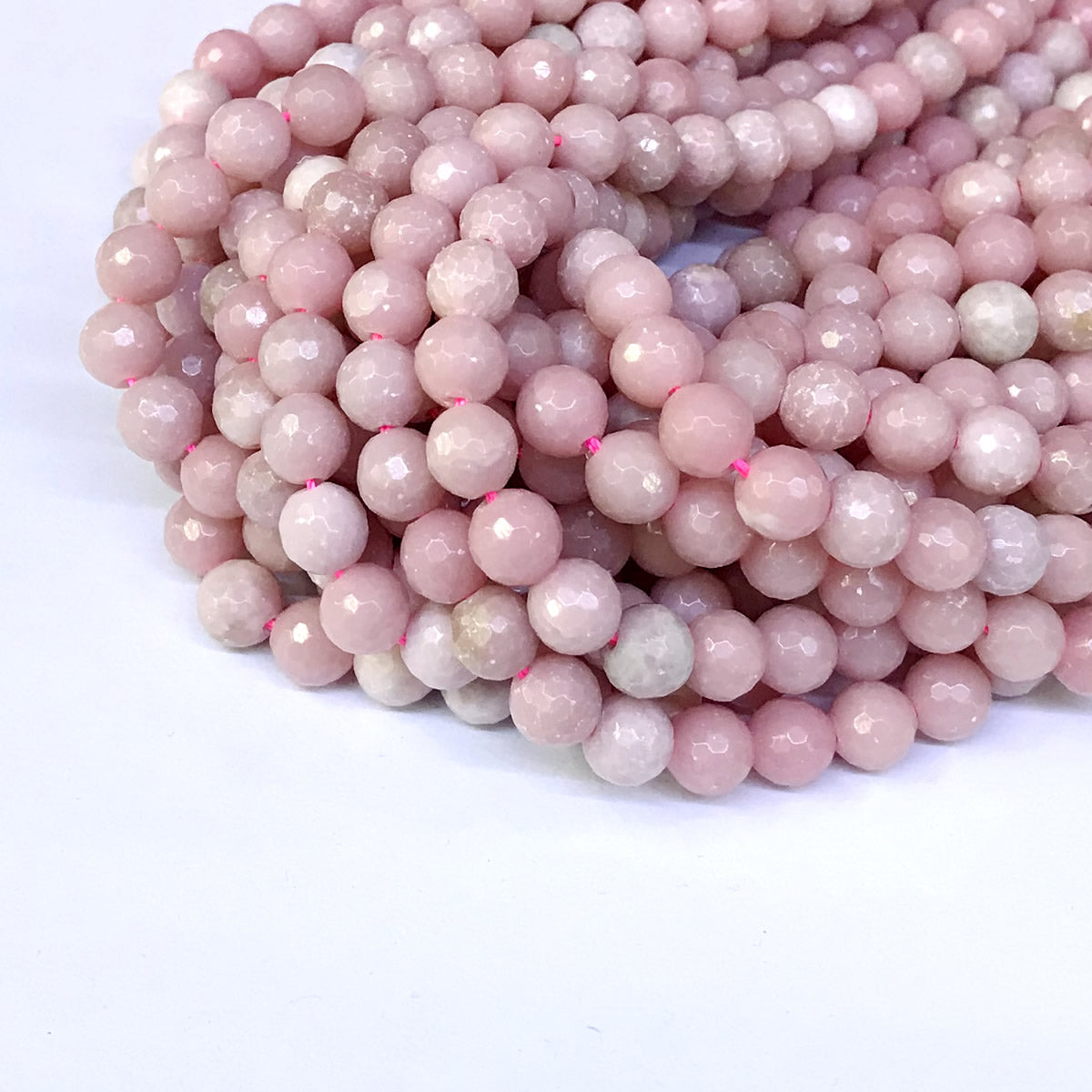 COP08 Chinese Pink Opal Beads Faceted Round 8mm 15" Strand