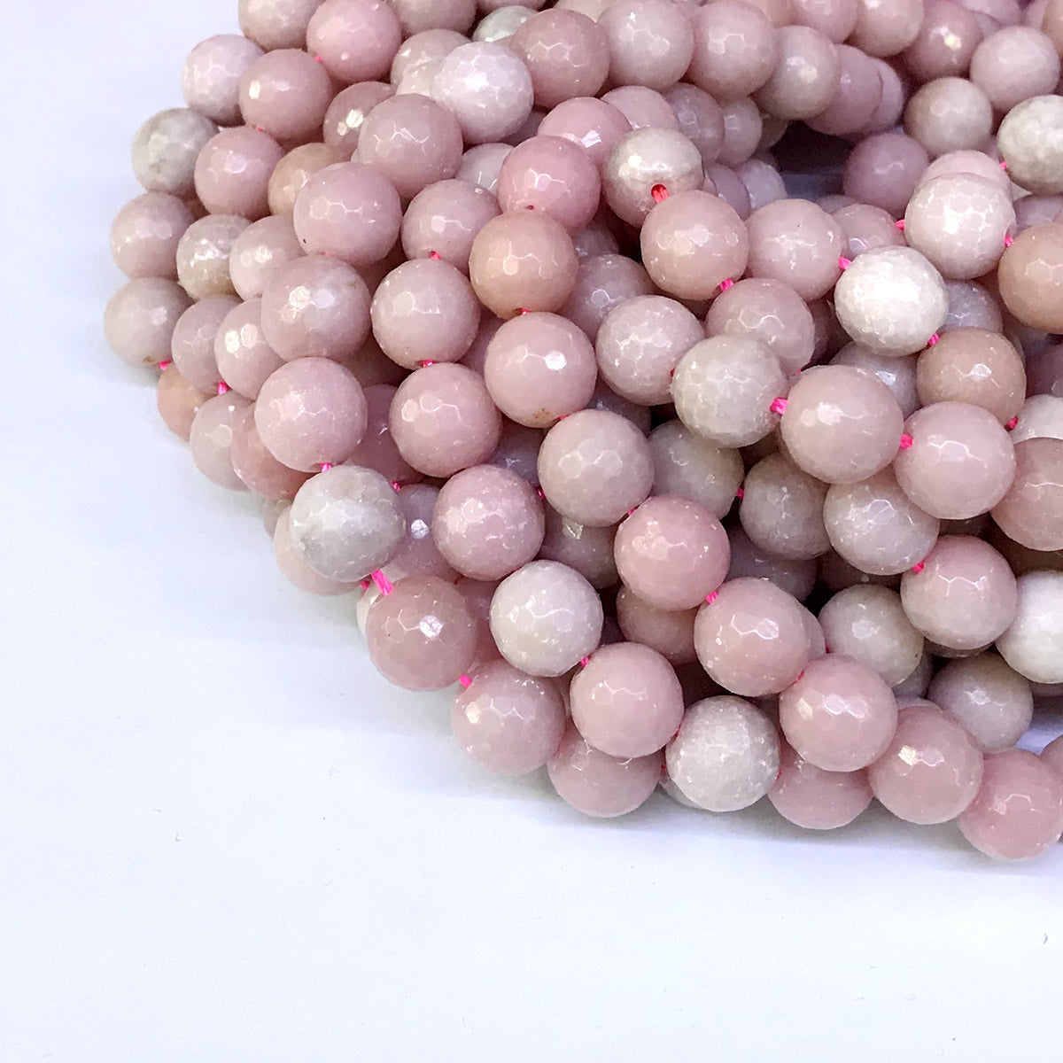 COP09 Chinese Pink Opal Beads Faceted Round 10mm 15" Strand