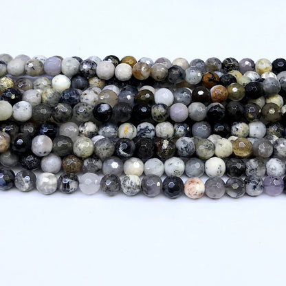 COP12 Dendritic Opal Beads Faceted Round 6mm 15" Strand