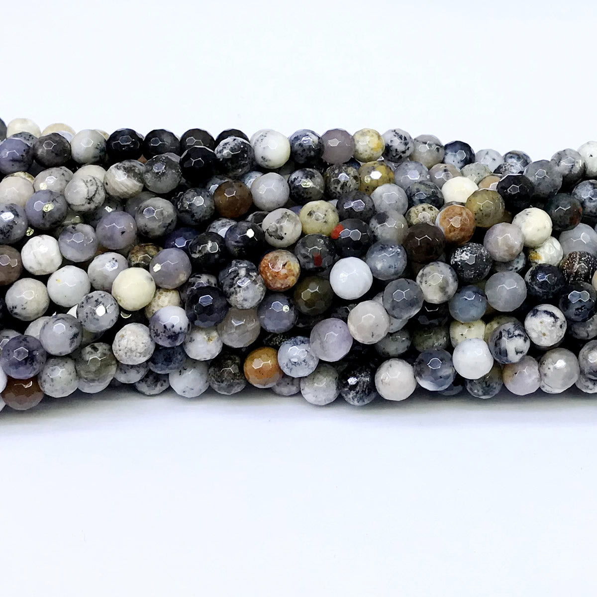 COP12 Dendritic Opal Beads Faceted Round 6mm 15" Strand