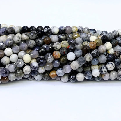 COP12 Dendritic Opal Beads Faceted Round 6mm 15" Strand