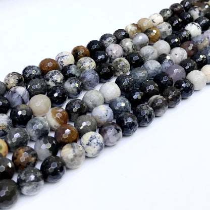 COP14 Dendritic Opal Beads Faceted Round 8mm 15" Strand