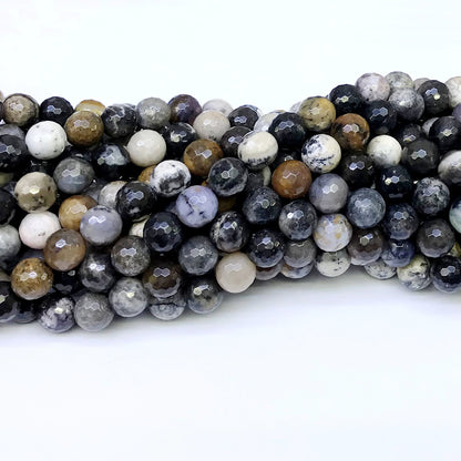 COP14 Dendritic Opal Beads Faceted Round 8mm 15" Strand