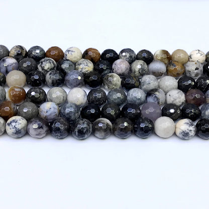 COP15 Dendritic Opal Beads Faceted Round 10mm 15" Strand