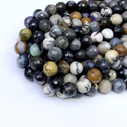 COP15 Dendritic Opal Beads Faceted Round 10mm 15" Strand