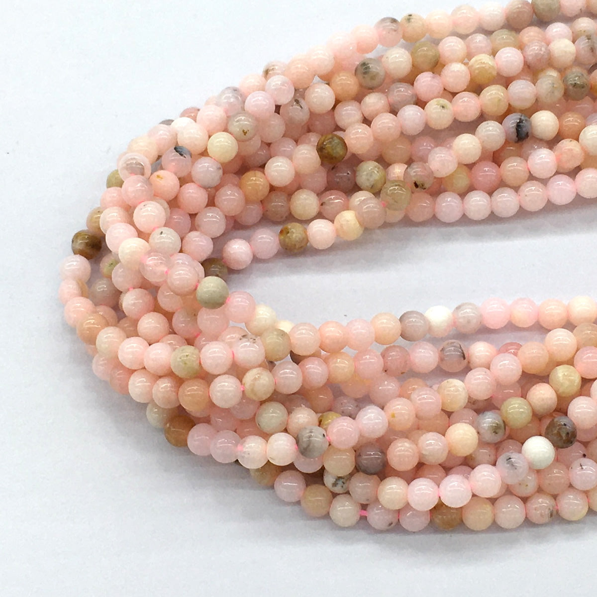 COP18 Pink Opal Gemstone Beads Smooth Round 4mm 15.5" Strand