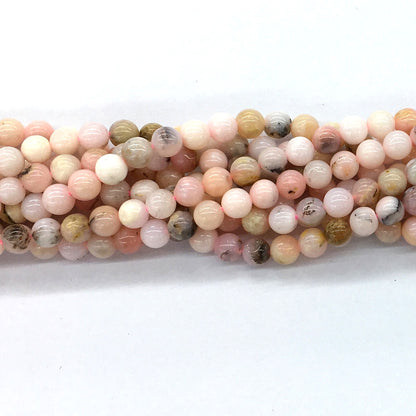 COP19 Pink Opal Gemstone Beads Smooth Round 6mm 15.5" Strand