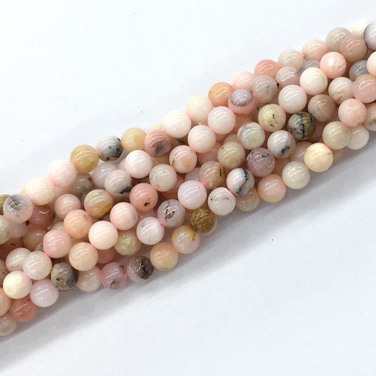 COP19 Pink Opal Gemstone Beads Smooth Round 6mm 15.5" Strand