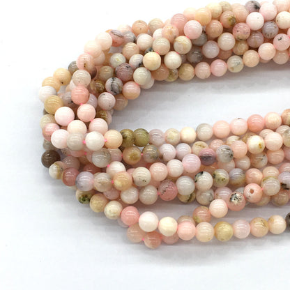 COP19 Pink Opal Gemstone Beads Smooth Round 6mm 15.5" Strand