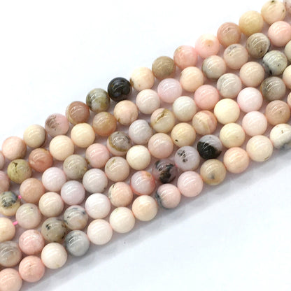 COP20 Pink Opal Gemstone Beads Smooth Round 8mm 15.5" Strand