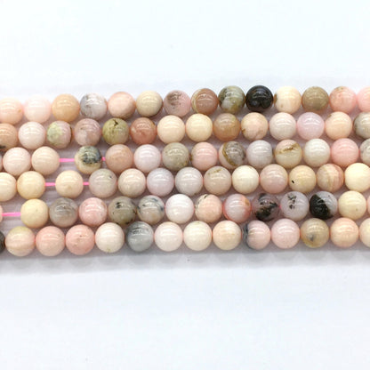 COP20 Pink Opal Gemstone Beads Smooth Round 8mm 15.5" Strand