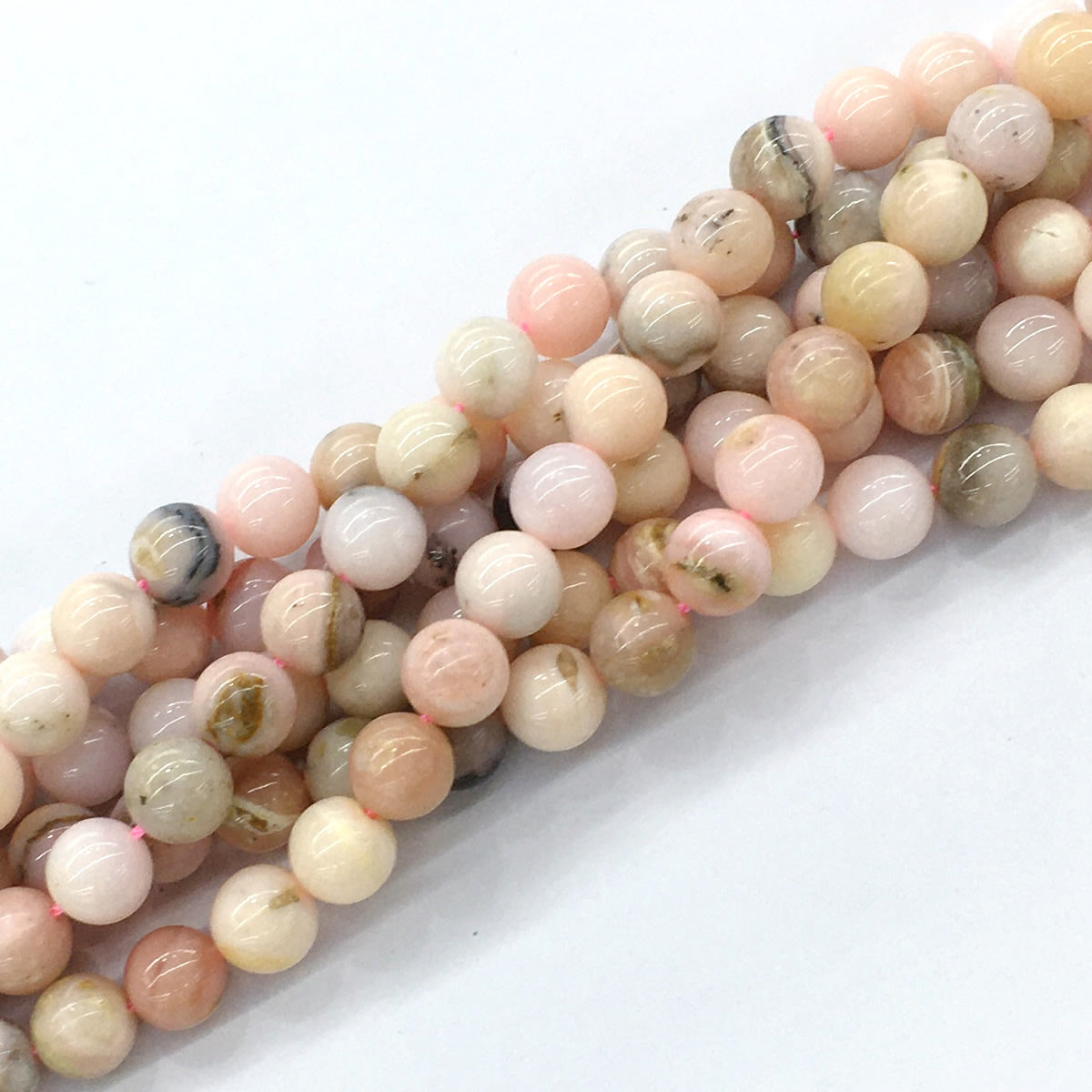 COP20 Pink Opal Gemstone Beads Smooth Round 8mm 15.5" Strand