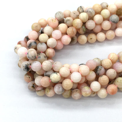 COP20 Pink Opal Gemstone Beads Smooth Round 8mm 15.5" Strand