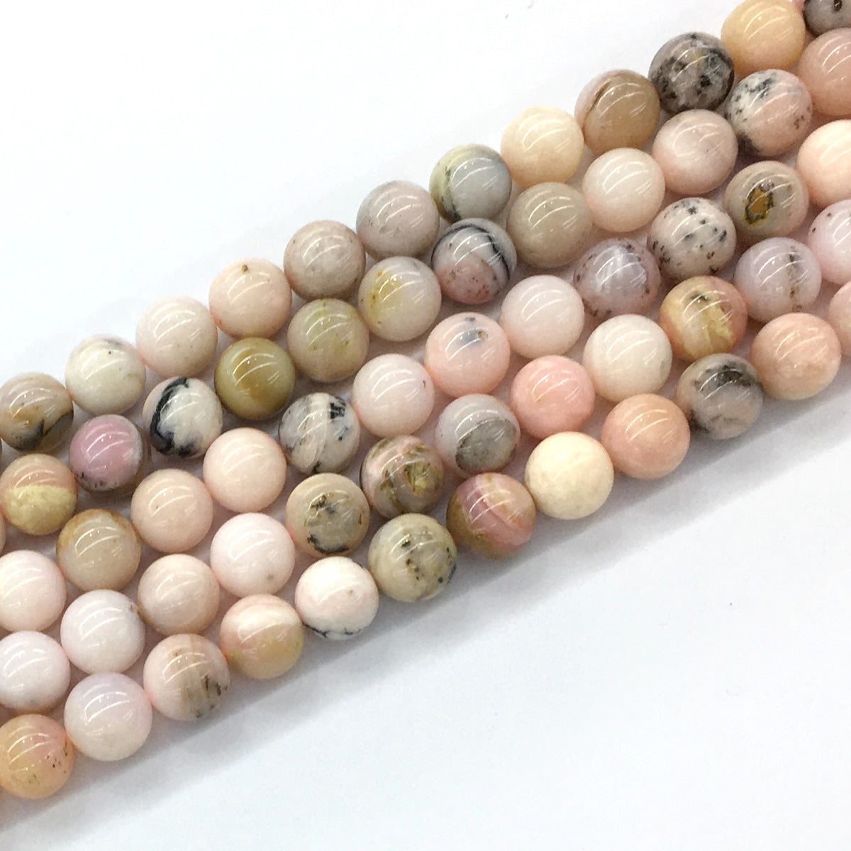 COP21 Pink Opal Gemstone Beads Smooth Round 10mm 15.5" Strand