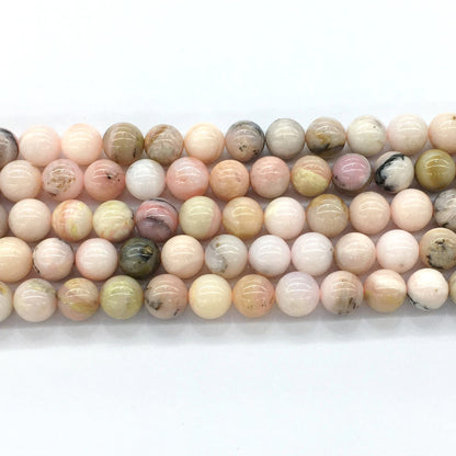 COP21 Pink Opal Gemstone Beads Smooth Round 10mm 15.5" Strand