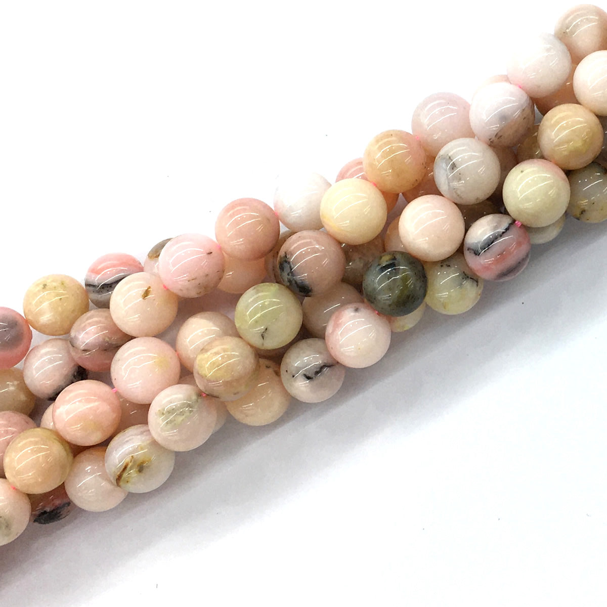 COP21 Pink Opal Gemstone Beads Smooth Round 10mm 15.5" Strand