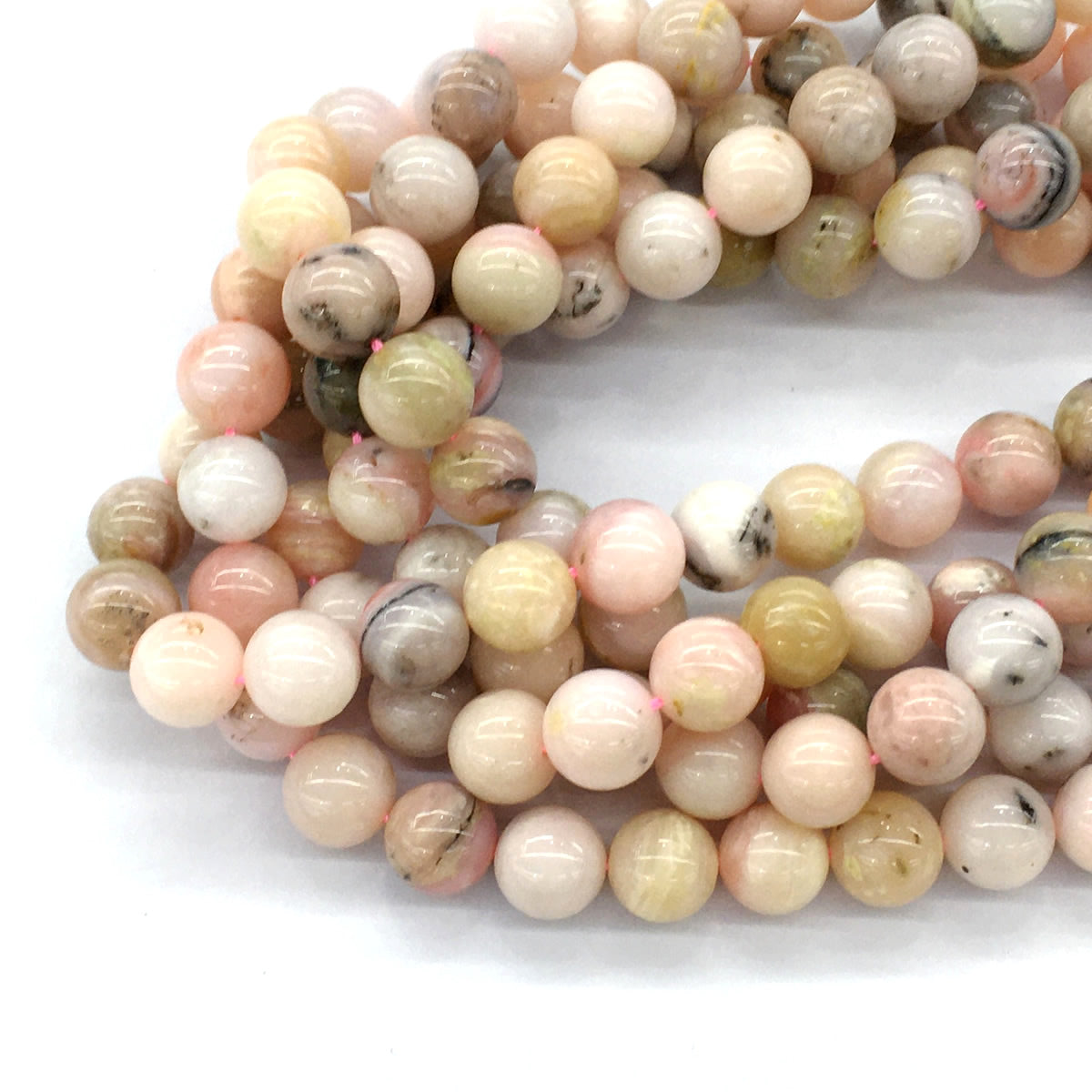 COP21 Pink Opal Gemstone Beads Smooth Round 10mm 15.5" Strand