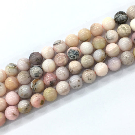 COP22 Pink Opal Gemstone Beads Smooth Round 12mm 15.5" Strand