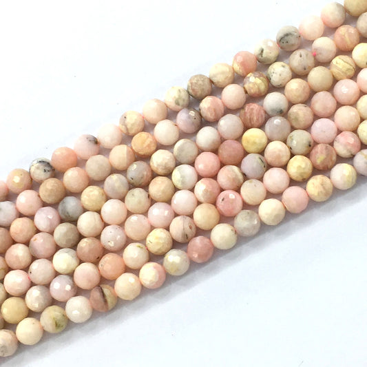 COP26 Pink Opal Gemstone Beads Faceted Round 6mm 15.5" Strand