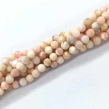 COP26 Pink Opal Gemstone Beads Faceted Round 6mm 15.5" Strand