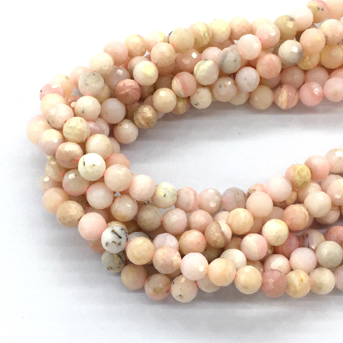 COP26 Pink Opal Gemstone Beads Faceted Round 6mm 15.5" Strand