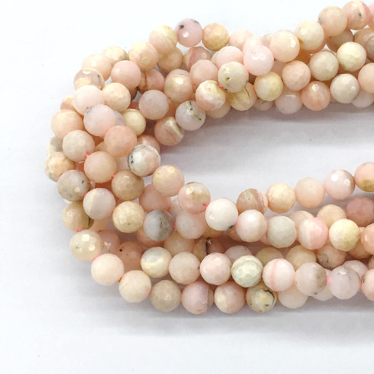 COP27 Pink Opal Gemstone Beads Faceted Round 8mm 15.5" Strand