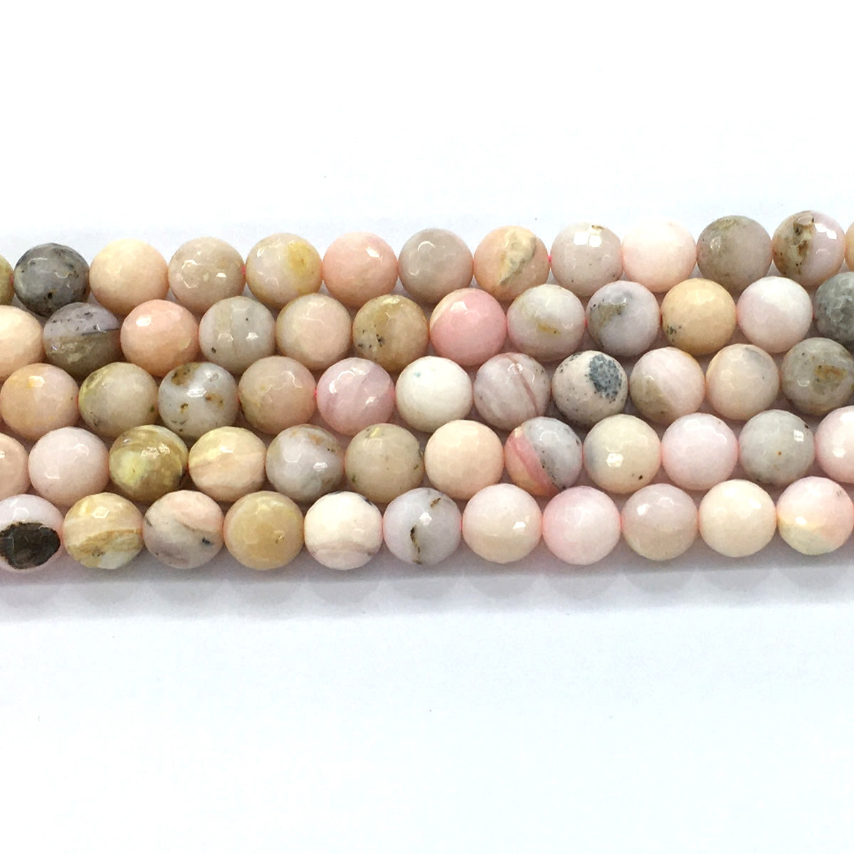 COP28 Pink Opal Gemstone Beads Faceted Round 10mm 15.5" Strand