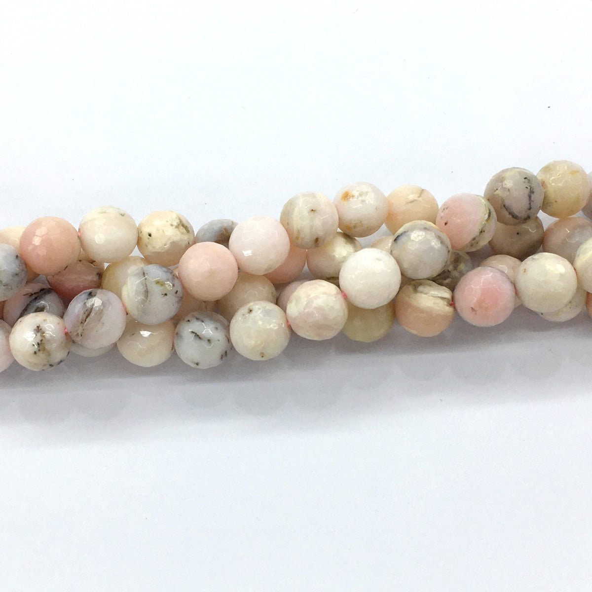 COP28 Pink Opal Gemstone Beads Faceted Round 10mm 15.5" Strand