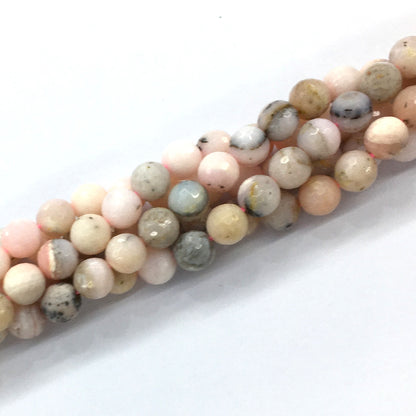 COP28 Pink Opal Gemstone Beads Faceted Round 10mm 15.5" Strand