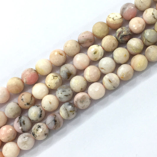 COP29 Pink Opal Gemstone Beads Faceted Round 12mm 15.5" Strand